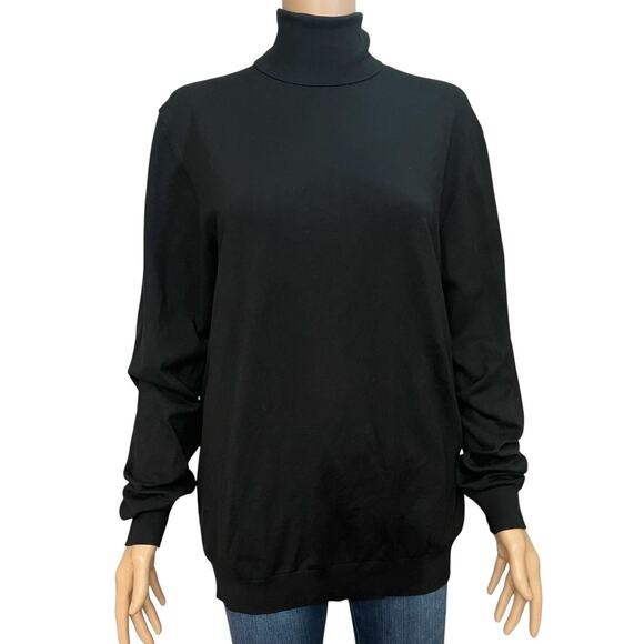 Zara Turtleneck Tunic Sweater XL Black Minimalist Classic Long Sleeve Basic - Picture 1 of 6